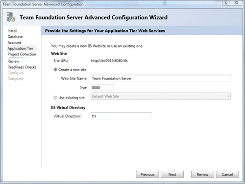 Team Foundation Server Configuration - Advanced - Application Tier
