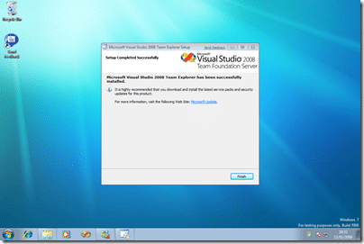 Team Explorer 2008 installed sucessfully on Windows 7