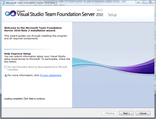 Microsoft Team Foundation Server 2010 Install - Install Page