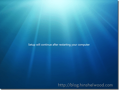 Windows 7 Install: Setup will continue after restarting your computer