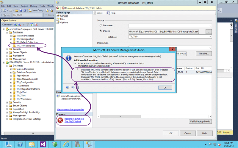 Error restoring databases that uses compression to SQL Express