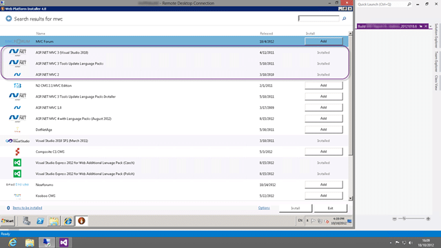 Web Platform Installer install updates MVC and removes CleanWorkspacePackageTempDir