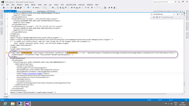 At some point someone enabled MvcBuildViews
