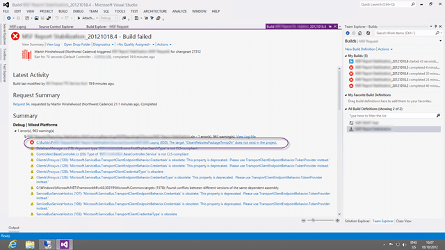 The target “CleanWorkspacePackageTempDir” does not exist in the project
