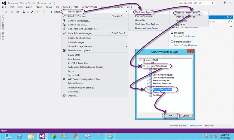 Edit the PBI to add the &rsquo;team field&rsquo;