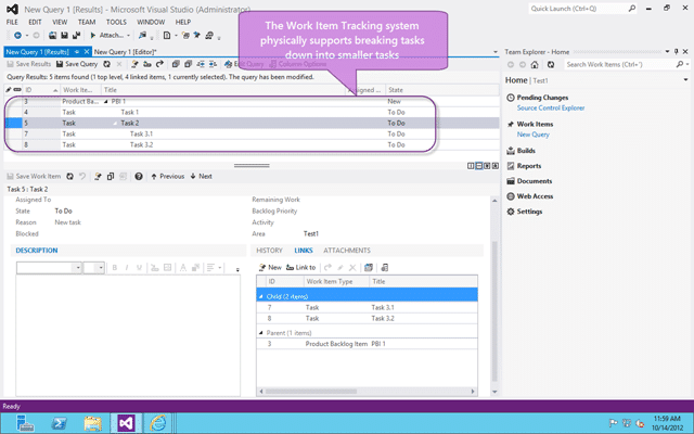 In Team Foundation Server you can have nested tasks