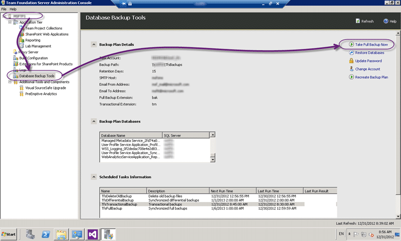 Backup before Team Foundation Server 2012 Update 1