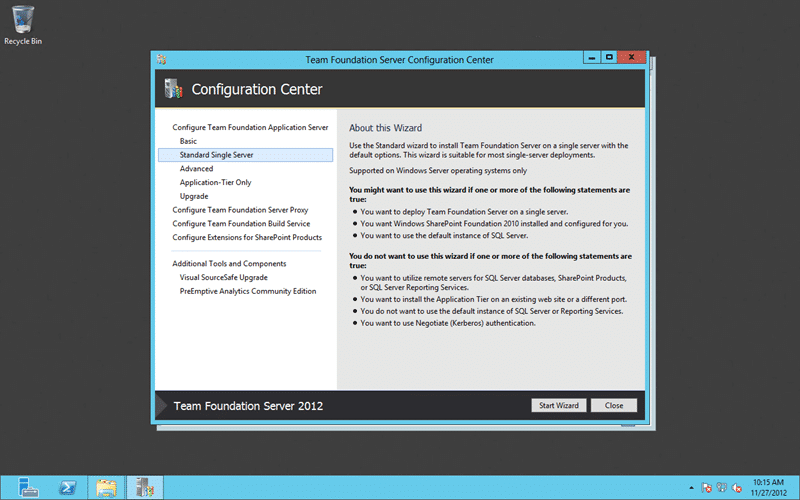 Upgrade of an un-configured TFS 2012 to Update 1