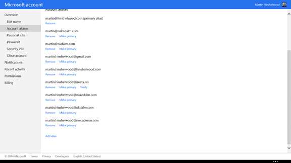 Using multiple email alias with your existing Microsoft ID