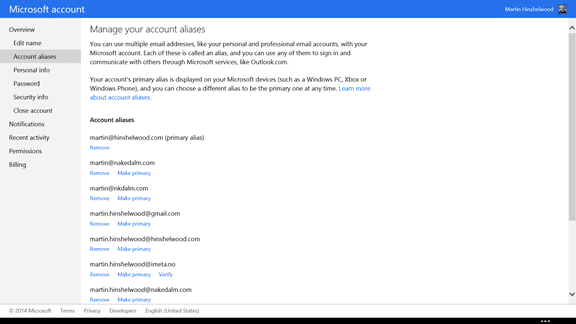 Using multiple email alias with your existing Microsoft ID