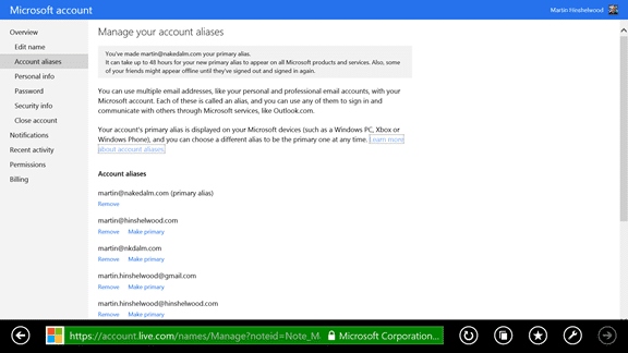 Using multiple email alias with your existing Microsoft ID